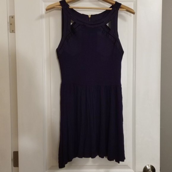 Y2K Urban Outfitters Plum Jersey Cut Out Skater Hipster Mini Dress - Picture 10 of 14
